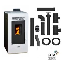 Pack Poêle à Granulés étanche Canalisable Vulcano + Kit D'installation Ventouse