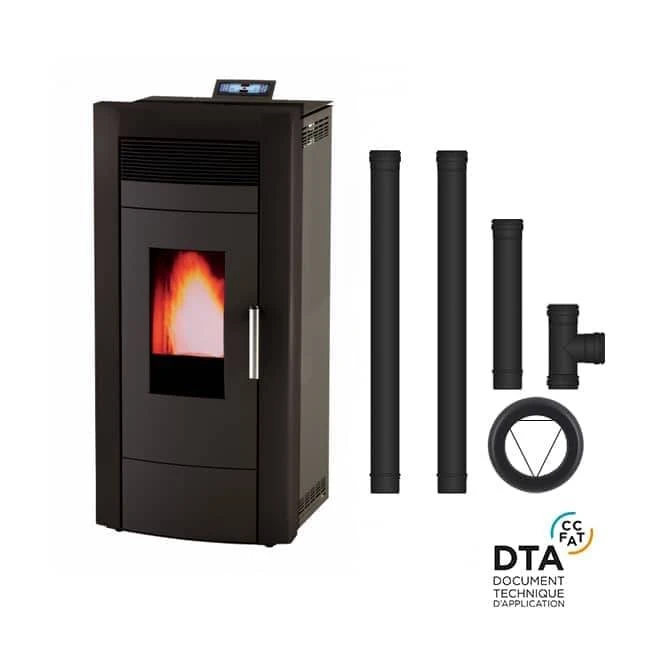 Pack Poêle à Granulés Hydro Baracuda Commo Plus + Kit D'installation Sortie Arrière -Top Chaleur pack poele a granules hydro baracuda commo plus kit d installation sortie arriere pack poele a granules baracuda tuyaux raccordement sortie arriere 11