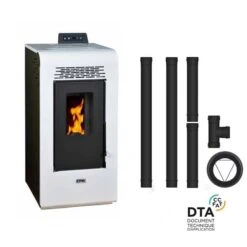 Pack Poêle à Granulés Vulcano SMS + Kit D'installation Sortie Arrière
