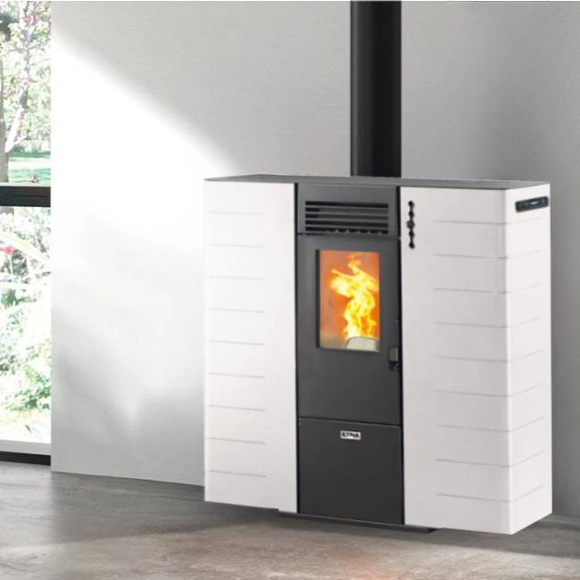 Poêle à granulés Canalisable extra plat Fango Poêle à Granulés Canalisable Extra Plat Fango -Top Chaleur poele a granules canalisable extra plat fango fango blanc 1